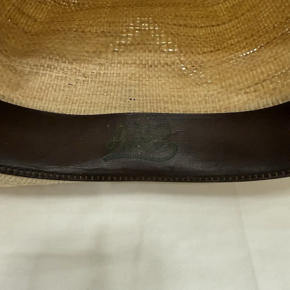 Rodeo Straw Cowboy Hat Brown Band‎ & Feather Size 7 1/4 Western Wear Ranch King